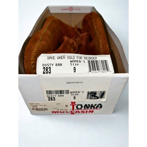 Minnetonka 283 Back Zip Fringe Ankle Boots Suede Brown Women’s Sz 9 w/ Box - Picture 14 of 16